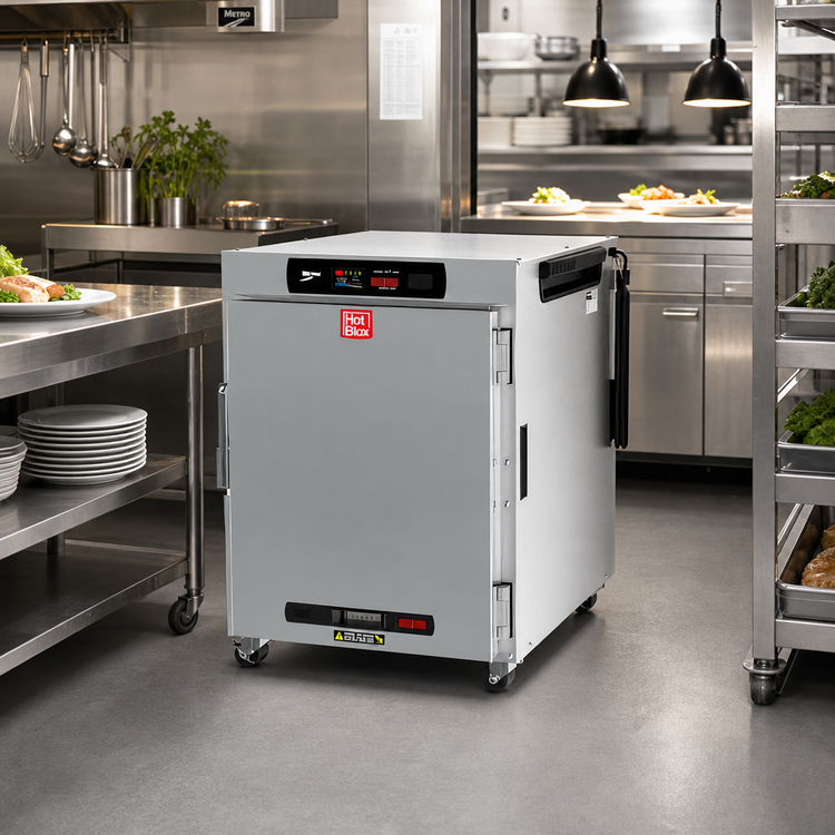 Product image #2 for Metro HotBlox Wide 8-Pan Pass-Thru Undercounter Insulated Heated Holding Cabinet, Digital Touchscreen, Solid Front/Clear Rear Doors