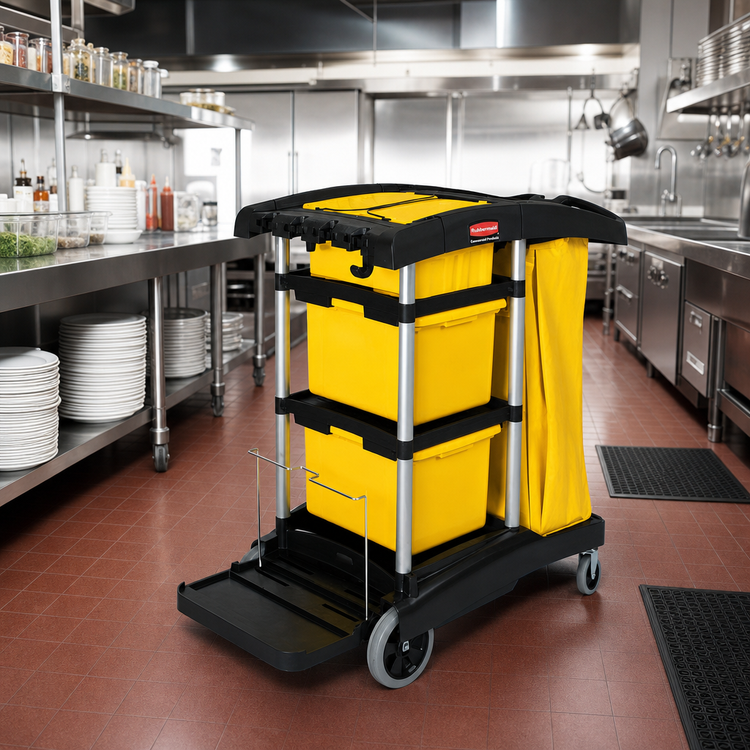 Product image #2 for Hygen Microfiber Cleaning Cart with 7.25 Cu. Ft. Storage, Black