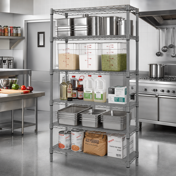 Product image #2 for Eagle Group Valu-Master 5-Tier Starter Wire Shelving Unit, 36 x 18 x 74 Inches, Pewter Gray Epoxy