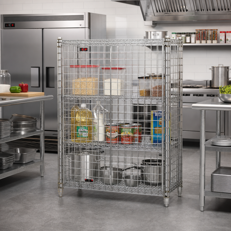 Product image #2 for Eagle Group QuadTruss Stationary Mini Security Cage with 2 Locking Doors, Chrome-Plated Wire, 38 x 16 x 40 Inches