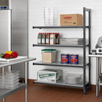 Thumbnail image #2 for Cambro Camshelving® Basics Plus CBA245464S4580 4-Tier Solid Add-On Polymer Shelving Unit, 54"W x 24"D x 64"H, Brushed Graphite