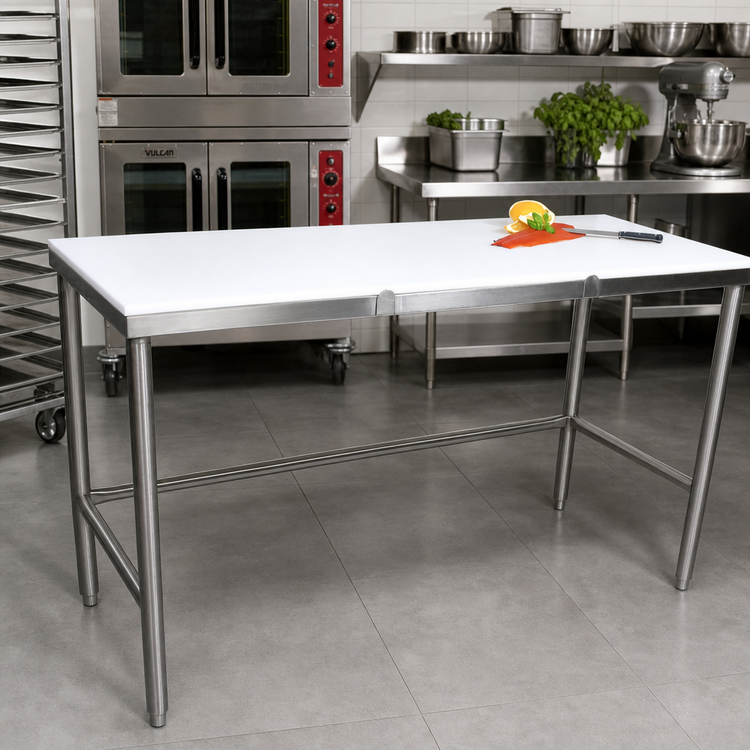 Product image #2 for John Boos 96 Inch x 24 Inch Reversible Poly Top Trimming Table