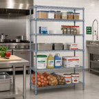 Thumbnail image #2 for Quantum WR63-3072GY-5 Stationary Wire Shelving Starter Unit, 72"W x 30"D x 63"H, 5 Shelves, Gray Epoxy Antimicrobial Finish