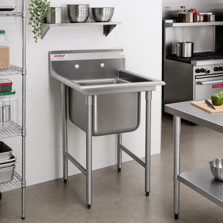 Product image #2 for 314 Series 1-Compartment Sink with Right Drainboard, 304 Stainless Steel, 38-7/8" W x 27-1/2" D