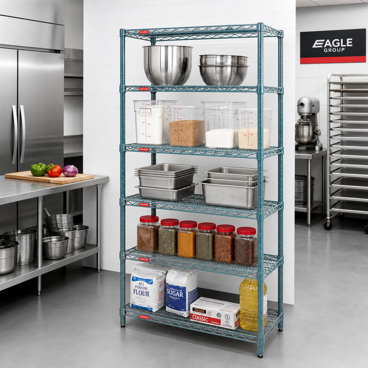 Product image #2 for EagleGard 5-Tier Starter Wire Shelving Unit with QuadTruss Shelves, 24 x 18 x 86 Inches, Hybrid Epoxy Finish
