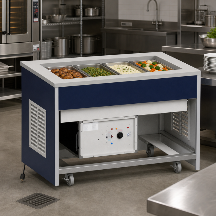 Product image #2 for Atlas Metal INFHC-4 Mobile Hot/Cold Buffet Station, 64"W, 4-Pan Capacity