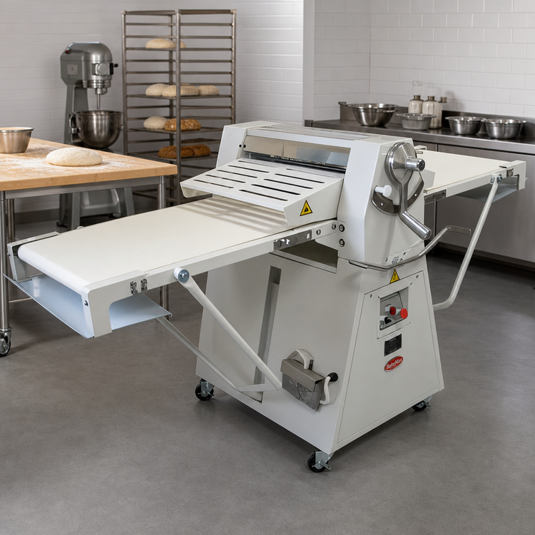 Product image #3 for BakeMax Floor Model Reversible Dough Sheeter with 25 x 95 Inch Conveyor