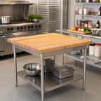 Thumbnail image #2 for John Boos Appalachian OKT-BL3636-V Red Oak Island Countertop, Blended Edge Grain, 36"W x 36"D x 1-1/2" Thick, Varnique Finish