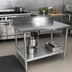Thumbnail image #2 for John Boos Stallion 60 x 36 Inch Stainless Steel Top Work Table with 5 Inch Backsplash and Galvanized Undershelf