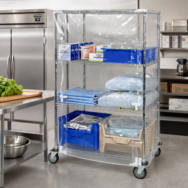 Product image #2 for Quantum 10 Gauge Clear Vinyl Wire Cart Cover with Zipper Flap, 24 x 60 x 74 Inches