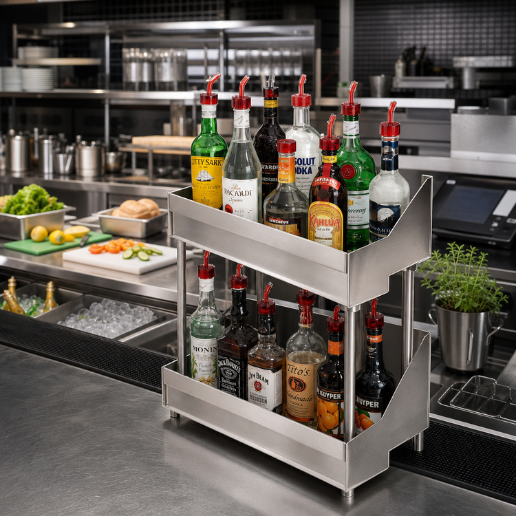 Product image #2 for Advance Tabco Underbar Basics Heavy Duty Double-Tier Stainless Steel Speed Rail, 18 Inch Wide
