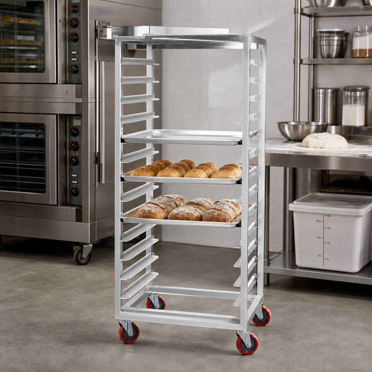 Product image #2 for Channel Lifetime Tough Extra Heavy-Duty Side-Load Aluminum Bun Pan Rack, 9-Pan Capacity, 29 x 18 x 36 Inches