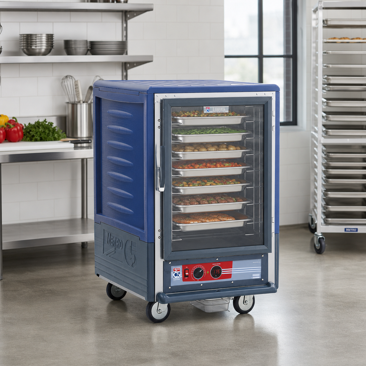 Product image #2 for Metro C5 3 Series Half-Height Heated Holding Cabinet with Blue Insulation Armour, Clear Door, and Fixed Wire Slides