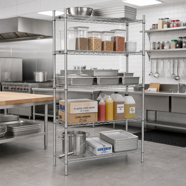 Product image #2 for EAGLEbrite 5-Tier Starter Wire Shelving Unit, 72" W x 18" D x 74" H, Zinc Finish