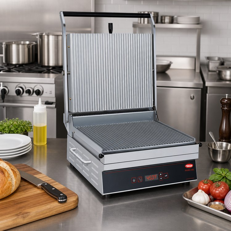 Product image #2 for Hatco Single Countertop Panini Grill with Grooved Plates and Digital Controls
