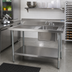 Thumbnail image #2 for BK Resources 72-Inch x 30-Inch Stainless Steel Sink Table with Right-Side Prep Sink, Backsplash, and Undershelf