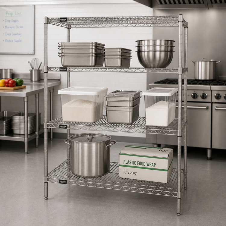 Product image #2 for Quantum 72"W x 30"D x 54"H Stationary Wire Shelving Starter Kit, 304 Stainless Steel