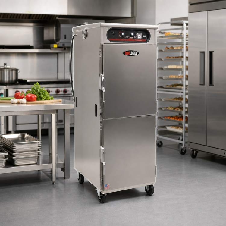 Product image #2 for hotLOGIX HL9-8 Half-Height Humidified Holding Cabinet with Solid Door, 16 Pan Capacity
