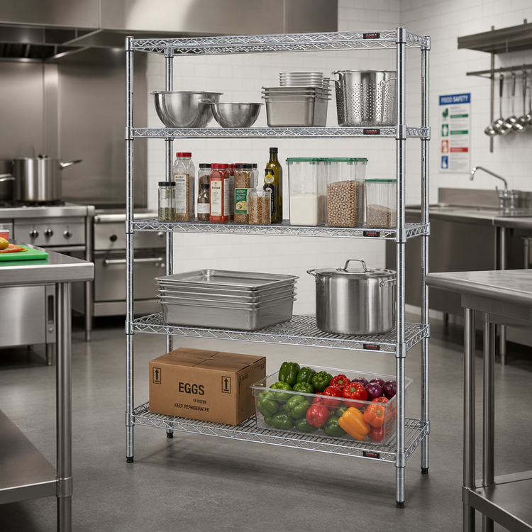 Product image #2 for Eagle Group 4-Tier Chrome-Plated Wire Starter Shelving Unit, 48 x 21 x 74 Inches