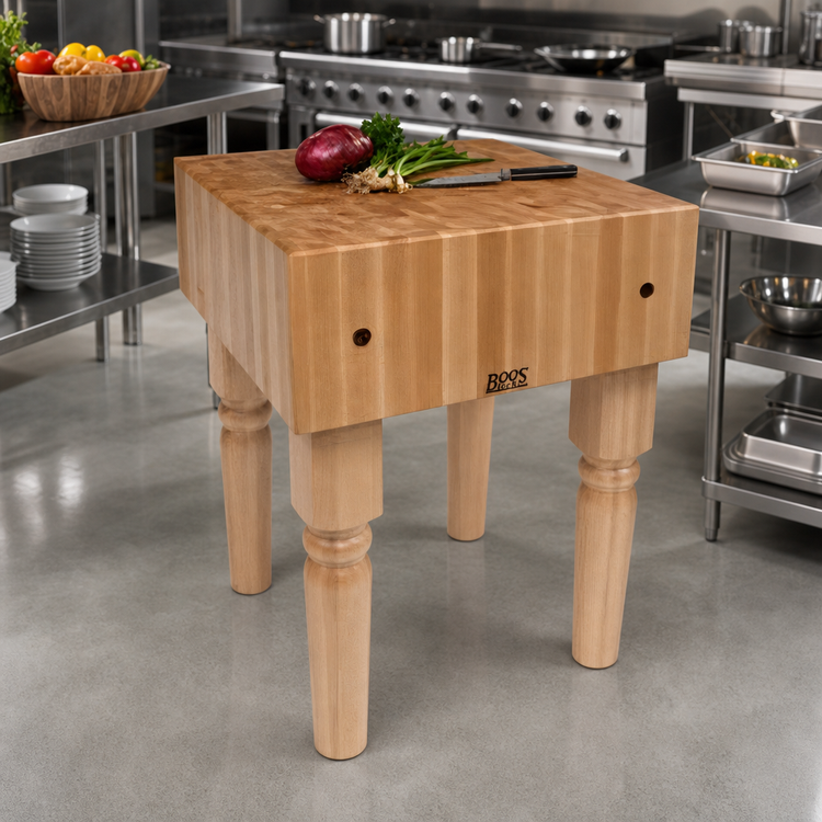 Product image #2 for John Boos Boos Block 30 Inch Square End Grain Butcher Block Work Table with 10 Inch Thick Northern Hard Rock Maple Top