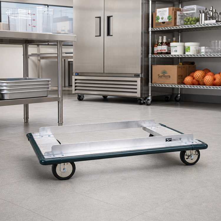 Product image #2 for Metro Super Erecta 60"W x 24"D Aluminum Stock Truck Dolly with Wraparound Bumper