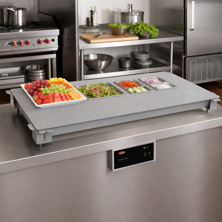 Product image #2 for Hatco Built-In Flush Top Simulated Stone Hot/Cold Shelf for Remote Refrigeration, 48-Inch Wide
