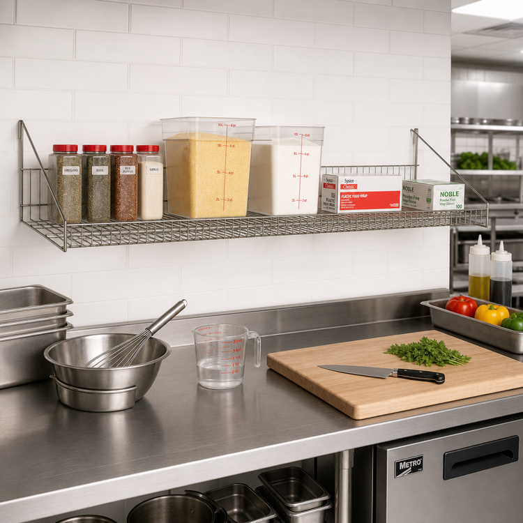 Product image #2 for Metro SmartWall Life 48-Inch x 14-Inch Wall-Mounted Grid Shelf with Retaining Edge