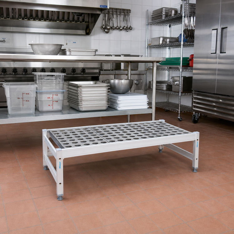 Product image #2 for Fermostock 35" x 18" x 12" Deep Anodized Aluminum Dunnage Rack, 800 lb. Per Shelf