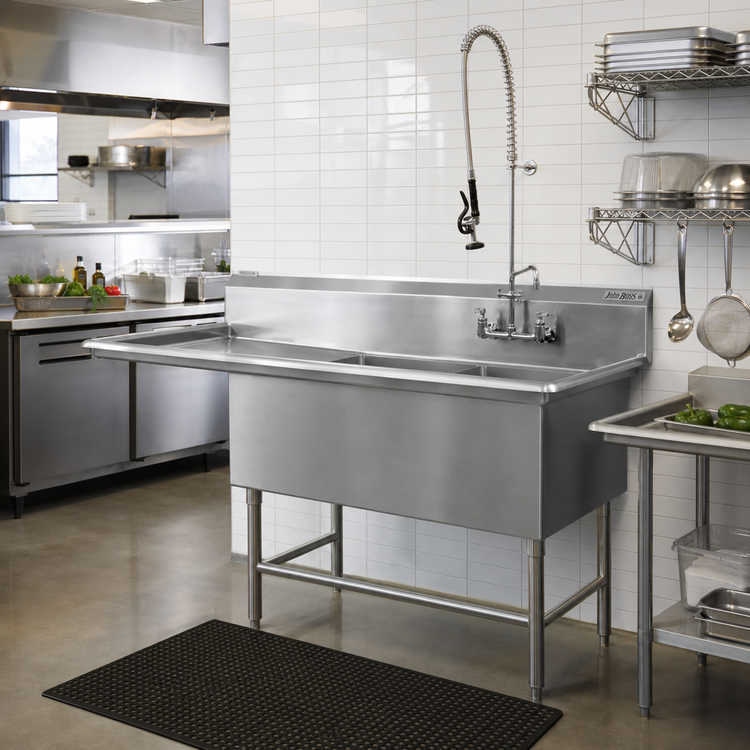 Product image #2 for John Boos Pro-Bowl 76-3/16" 2-Compartment Stainless Steel Sink with Left Drainboard