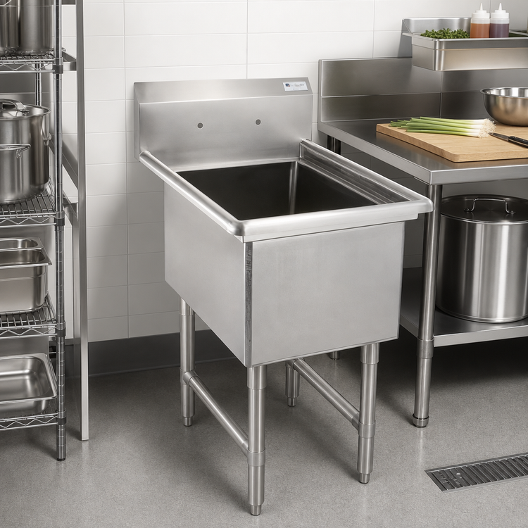 Product image #2 for John Boos B-Series 1-Compartment Stainless Steel Sink with 10-Inch Backsplash and Legs