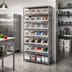 Thumbnail image #2 for Quantum Heavy-Duty Stationary Wire Shelving Unit with 8 Shelves and 28 Clear Bins, 36 x 24 x 75 Inches