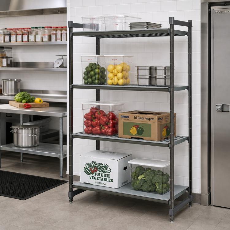 Product image #2 for Cambro Camshelving Basics Plus 4-Tier Stationary Starter Unit, 21 x 48 x 64 Inches