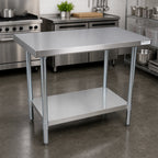 Thumbnail image #2 for BK Resources CVT-6036 60 x 36-Inch 16-Gauge 304 Stainless Steel Flat Top Work Table with Adjustable Undershelf