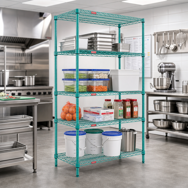 Product image #2 for EagleGard Stationary 4-Tier Wire Shelving Starter Unit, 36W x 18D x 74H, Hybrid Epoxy Finish