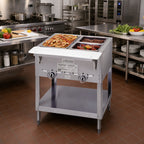 Thumbnail image #2 for Duke Manufacturing Aerohot 303 3-Well Gas Steam Table with Open Base, Undershelf & Poly Carving Board, 44-3/8"W