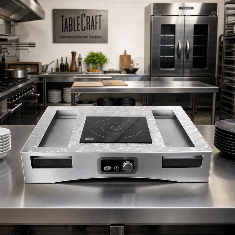 Product image #2 for TableCraft Single Induction Countertop Action Station Kit with Drop-In Cooktop and Cooling Plates