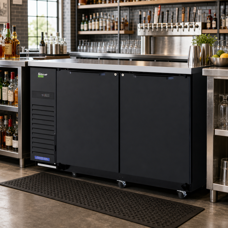 Product image #2 for Turbo Air Super Deluxe 2-Section Narrow Self-Contained Back Bar Cooler with Solid Doors, 16.46 Cu. Ft.