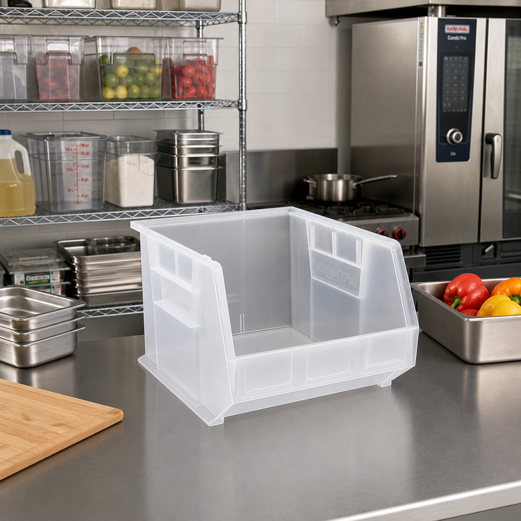 Product image #3 for Quantum Ultra Stack & Hang Clear Stackable Shelf Bin, 18 x 16-1/2 x 11 Inches