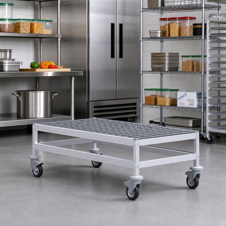 Product image #2 for Fermostock Mobile Aluminum Dunnage Rack with 5-Inch Casters, 47 x 18 x 17 Inches, 800 lb Per Shelf
