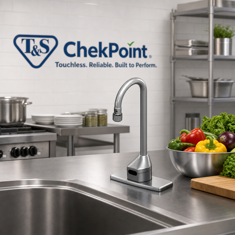 Product image #2 for T&S ChekPoint Touchless Electronic Sensor Deck Mount Faucet with 4-1/8-Inch Rigid Gooseneck and Hydro-Generator Power