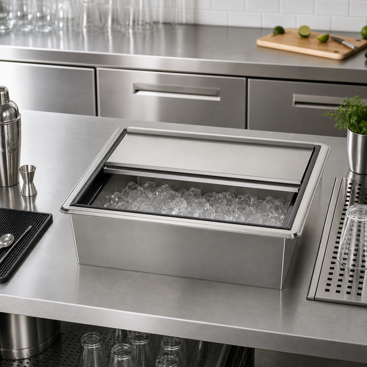Product image #2 for Krowne D2712 Large Drop-In Ice Bin, 73 lb Capacity, Stainless Steel, Without Cold Plate