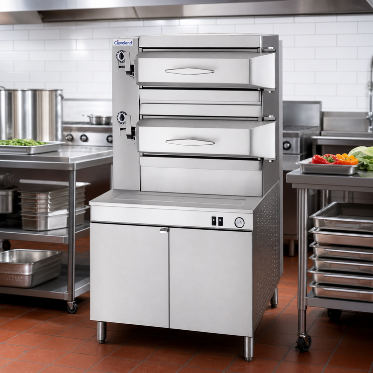 Product image #2 for Cleveland Range 3-Compartment Gas Pressure Steamer with 36-Inch Cabinet Base