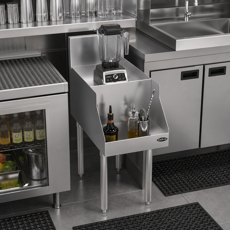 Product image #2 for Krowne Royal Series 14-Inch Wide x 24-Inch Deep Flat Top Underbar Blender Station with Recessed Shelf
