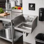 Thumbnail image #2 for John Boos Pro-Bowl PBHS-W-1410-8OC-SSLR Wall-Mounted Stainless Steel Hand Sink, 14" x 10" x 5" Bowl, Side Splashes, 8" Faucet Centers