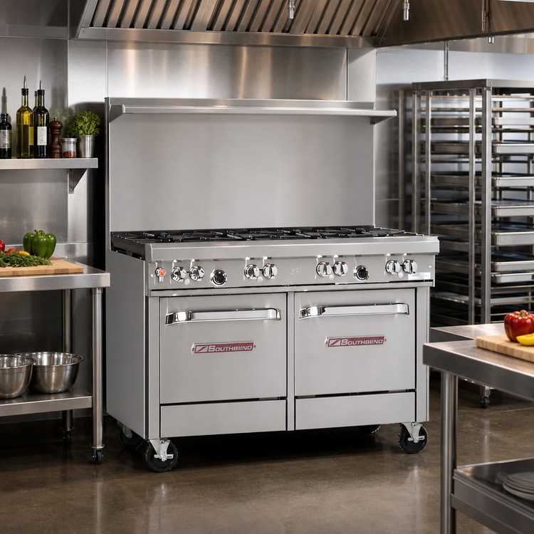 Product image #2 for Southbend Ultimate 48-Inch Gas Restaurant Range with 7 Top Burners, Convection Oven, and Cabinet Base