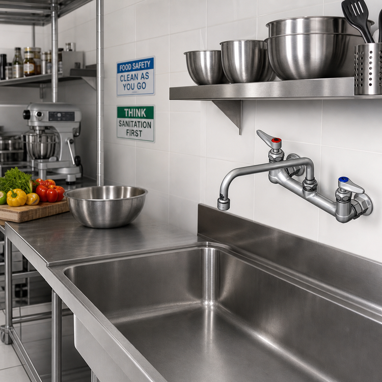 Product image #2 for Single Pantry Wall-Mount Mixing Faucet with 10-Inch Swing Nozzle and 2.2 GPM VR Aerator