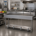 Thumbnail image #2 for Advance Tabco Four-Station Freestanding Hand Wash Sink with Toe-Push Valves and Gooseneck Spouts, 80 Inch, 16 Gauge 304 Stainless Steel