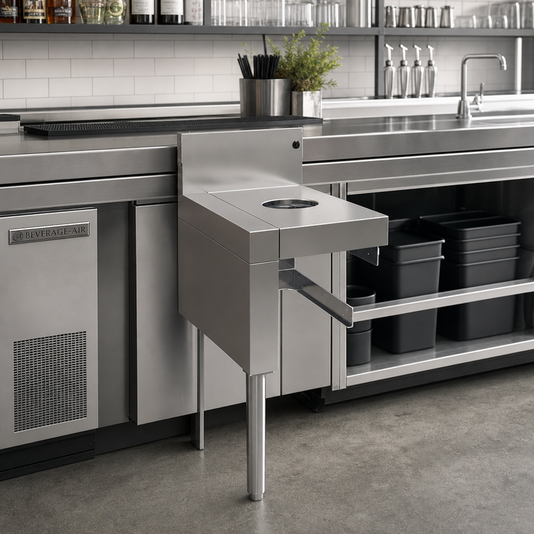 Product image #2 for Glastender Underbar Dry Waste Unit, 15-Inch Wide x 24-Inch Deep, Stainless Steel, for Slim Jim Receptacle
