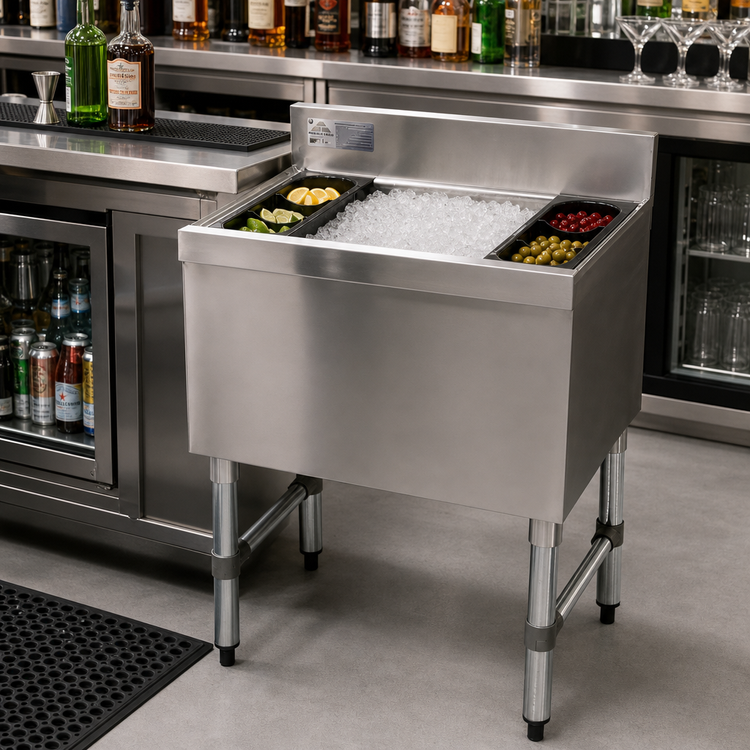 Product image #2 for Advance Tabco Underbar Basics™ 30-Inch Cocktail Unit Bar Ice Bin with 16-Inch Deep 7-Circuit Cold Plate
