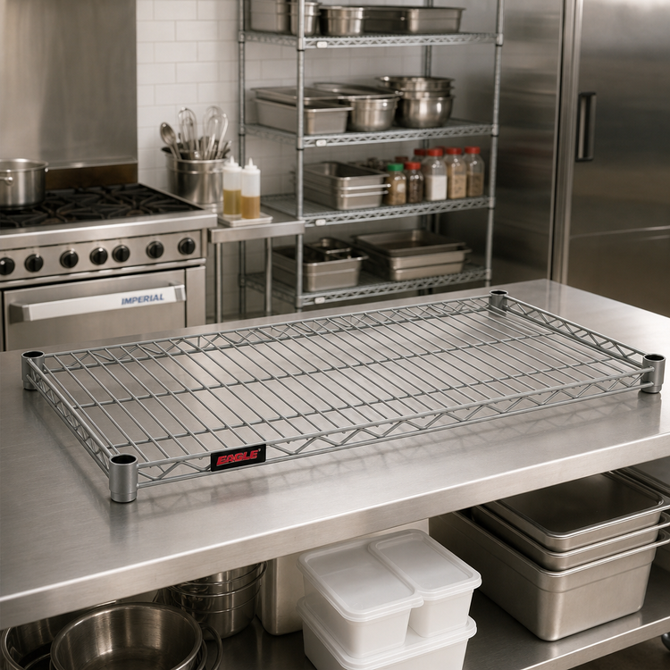 Product image #2 for Eagle Group Valu-Master 72 in. W x 21 in. D Wire Shelf with QuadTruss Design, Pewter Gray Epoxy
